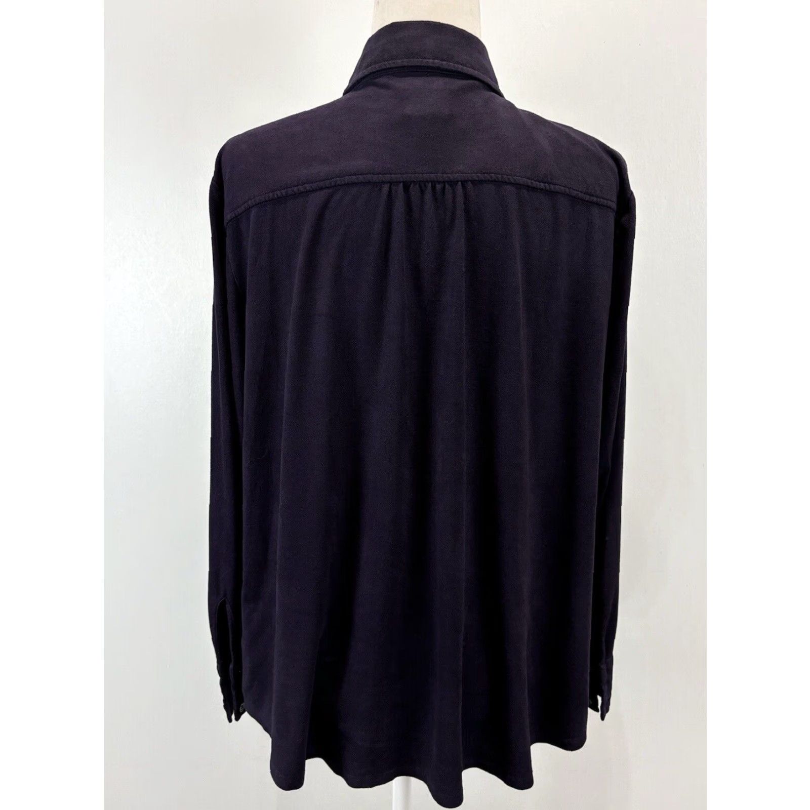 X-LARGE Chicos Microsuede Button Up Shirt Sz 3 US X-Large Dark Purple Womens Tunic Size XL / US 12-14 / IT 48-50 - 3 Thumbnail