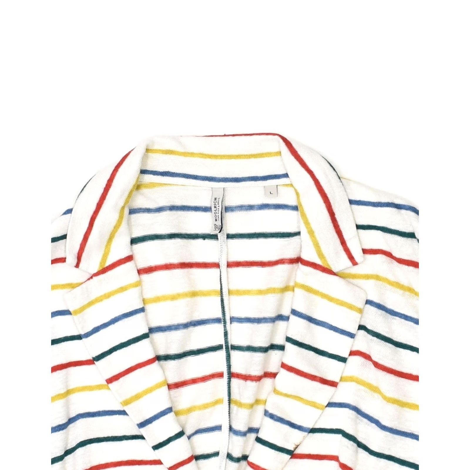 Vintage WOOLRICH Womens Cardigan Sweater L UK 14 White Striped Cotton Size L / US 10 / IT 46 - 4 Thumbnail