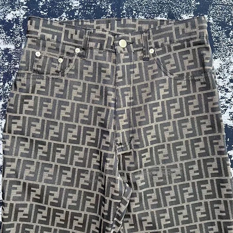 Fendi Fendi Brown FF Monogram Logo Pocket Straight Leg Jeans Size US 31 - 2 Thumbnail