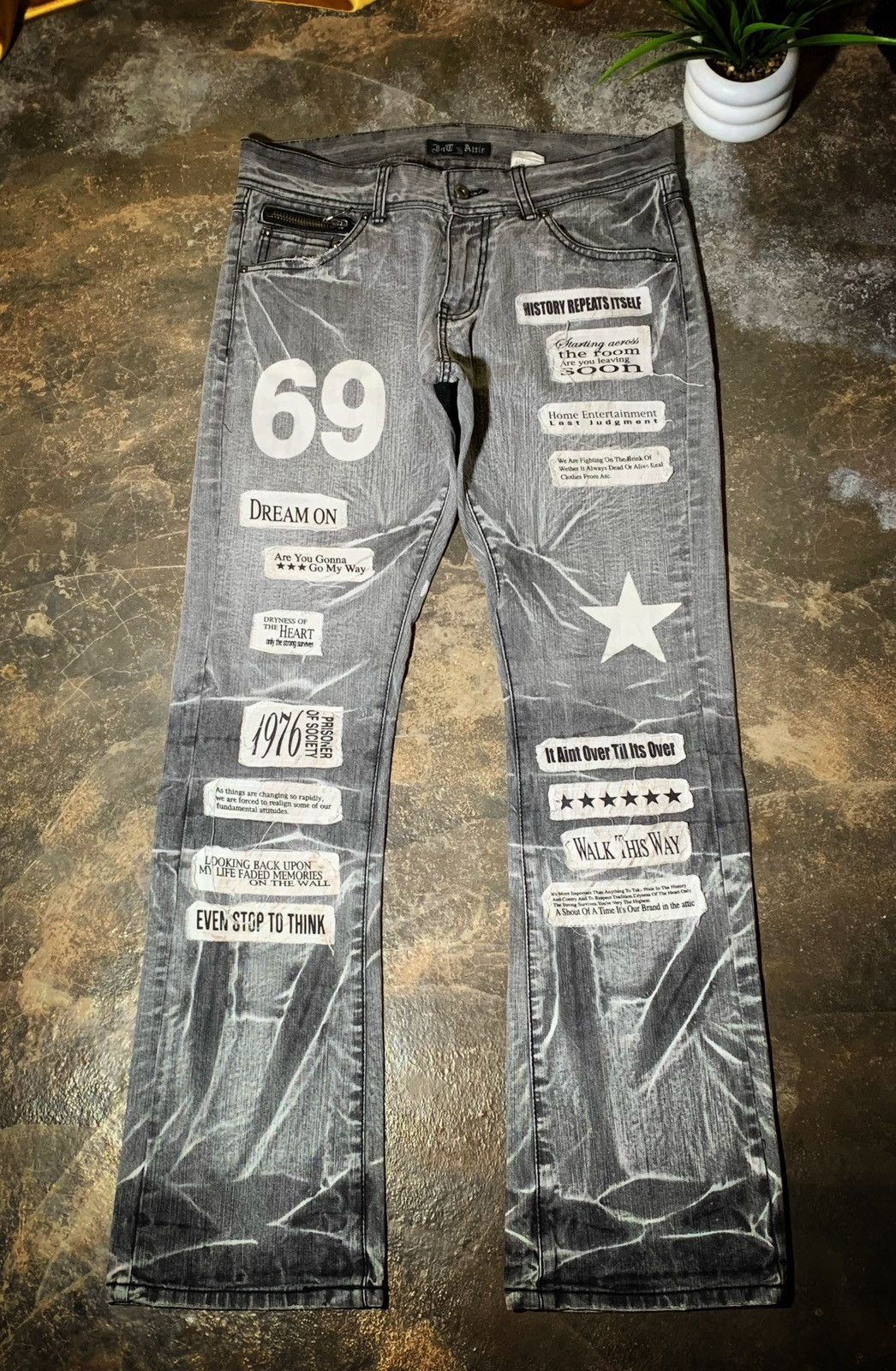 In The Attic Rare In The Attic Patchwork Denim Jeans Y2K Punk Archive Size US 33 - 1 Thumbnail