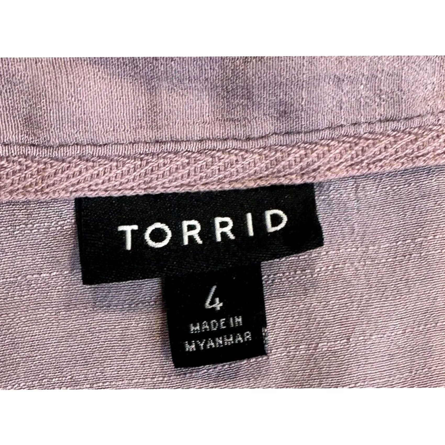 Torrid Torrid Shirt Size 4 Mauve Gauze Fabric Roll Tab Drop Shoulder Women Size S / US 4 / IT 40 - 3 Thumbnail