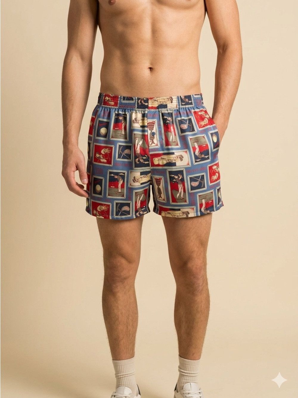 Vintage Vintage Golf Themed Silk Boxers Shorts - Large Size US 35 - 1 Thumbnail