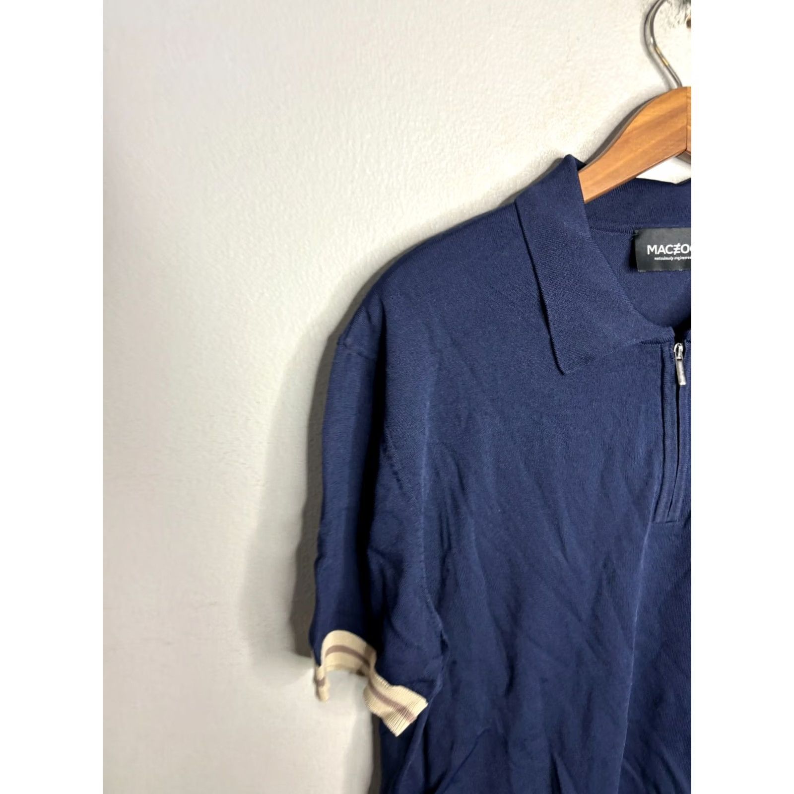 Maceoo Maceoo Polo Shirt Mens 2XL Blue Short Sleeve Zip Stretch Casual Size US XXL / EU 58 / 5 - 2 Thumbnail