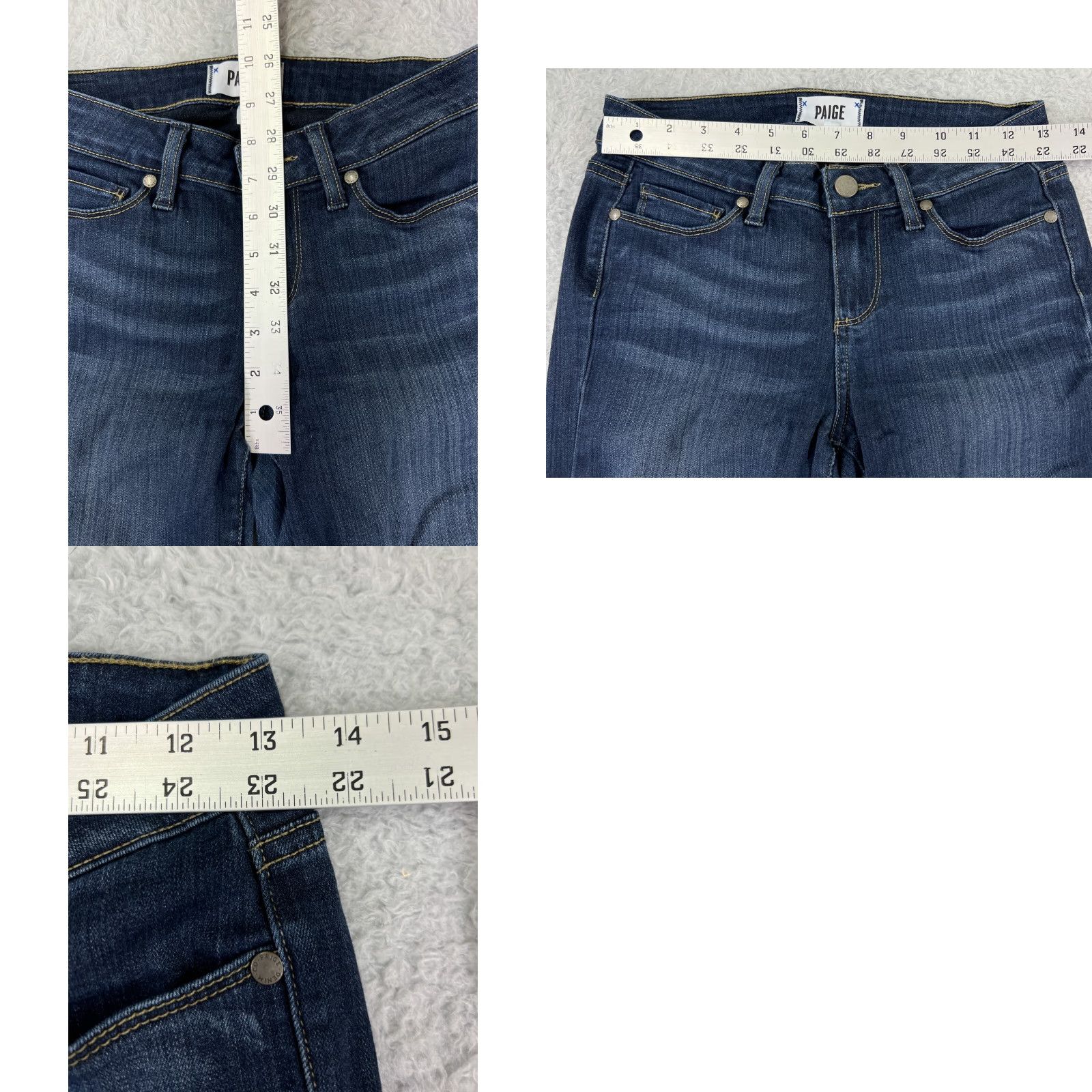 Paige Paige Jeans Womens 26 Blue Denim Jeans Mid Rise 27 Inseam Slim Stretch 5-Pocket Design Classic American Womens Jeans Size 26" / US 2 / IT 38 - 9 Thumbnail