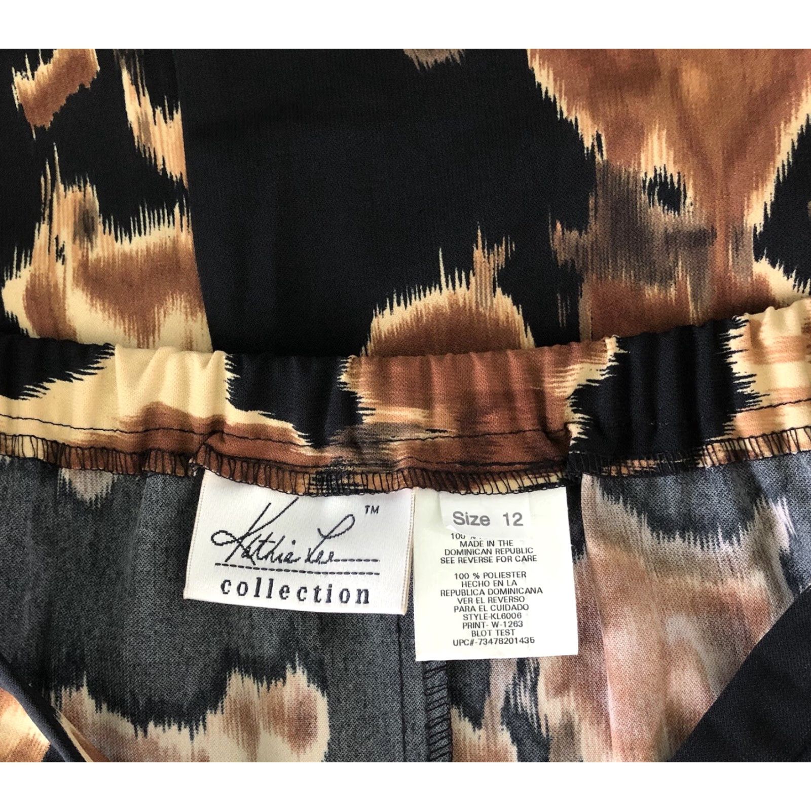 Vintage Vintage Kathie Lee Skirt Geometric Maxi 30” Elastic Waist Black Brown A-Line Long 12 Women Boho Grunge Retro Modern 90s Style Size 34" / US 12 / IT 48 - 3 Thumbnail