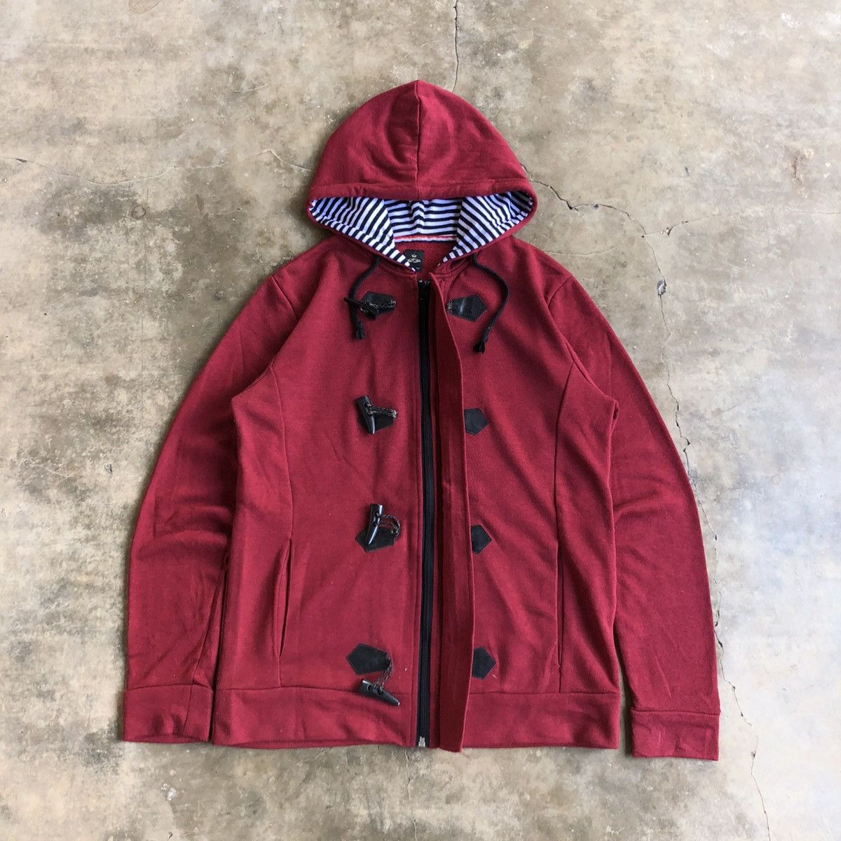 Japanese Brand 2000s Sematic Design Duffle Ziphoodie Jacket Red Maroon Lgb Size US M / EU 48-50 / 2 - 6 Thumbnail