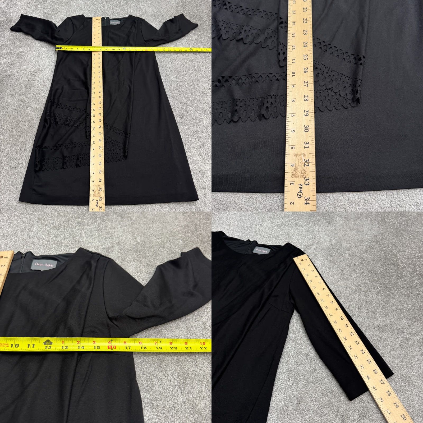 Vintage Phase Eight Laser Cut Asymmetric Shift Dress Womens US 8 UK 12 Black Long Sleeve Size M / US 6-8 / IT 42-44 - 8 Thumbnail