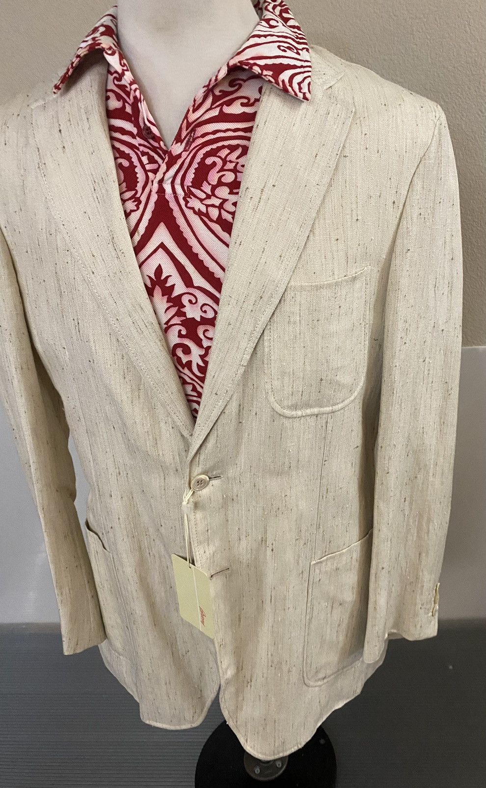 Brioni Brioni 🇮🇹 stone silk-linen 2 Btn 007 safari leisure jkt NWT Size 40R - 7 Thumbnail