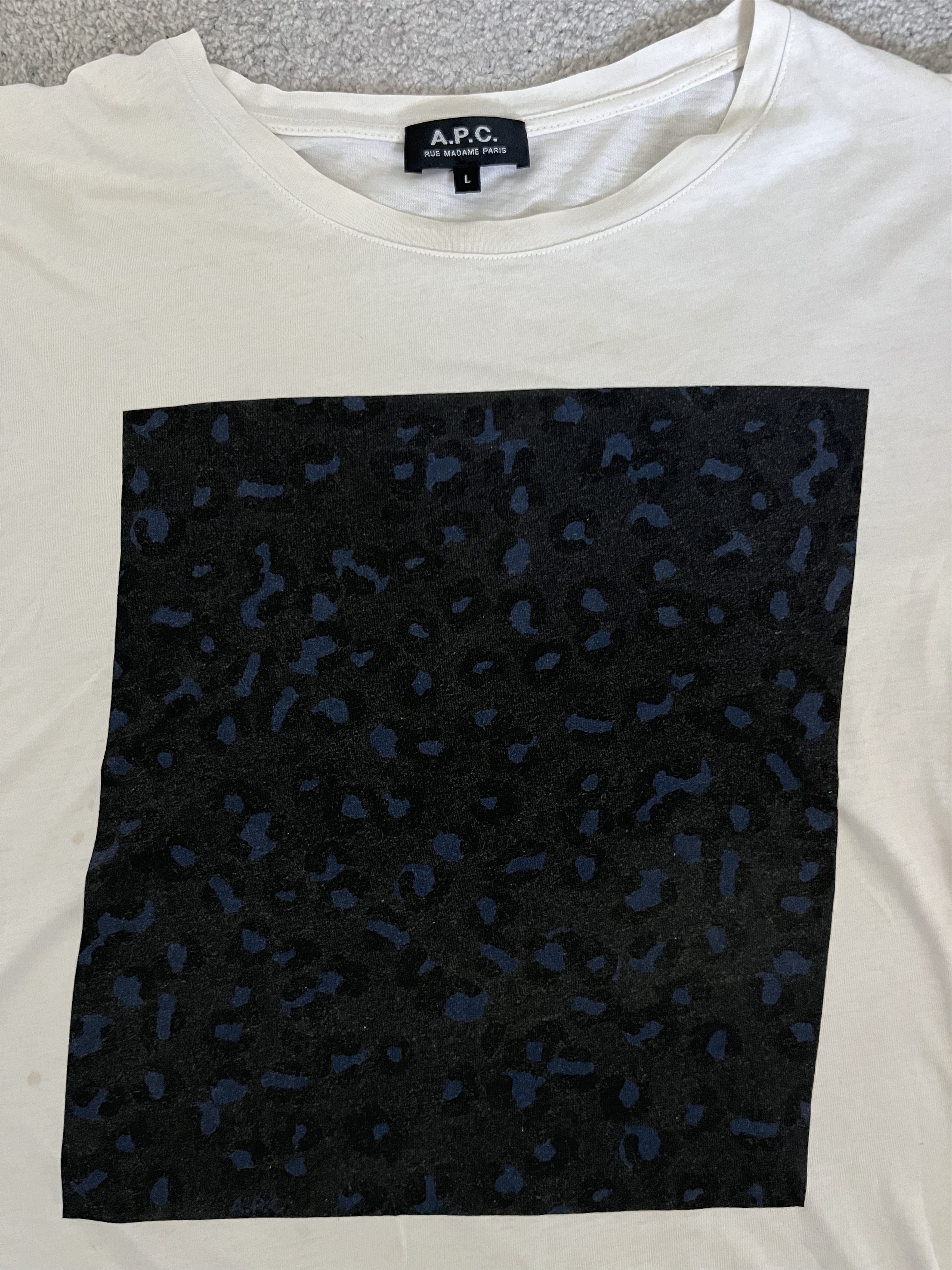 A.P.C. APC Blue Leopard Silkscreen TShirt Size US L / EU 52-54 / 3 - 2 Thumbnail