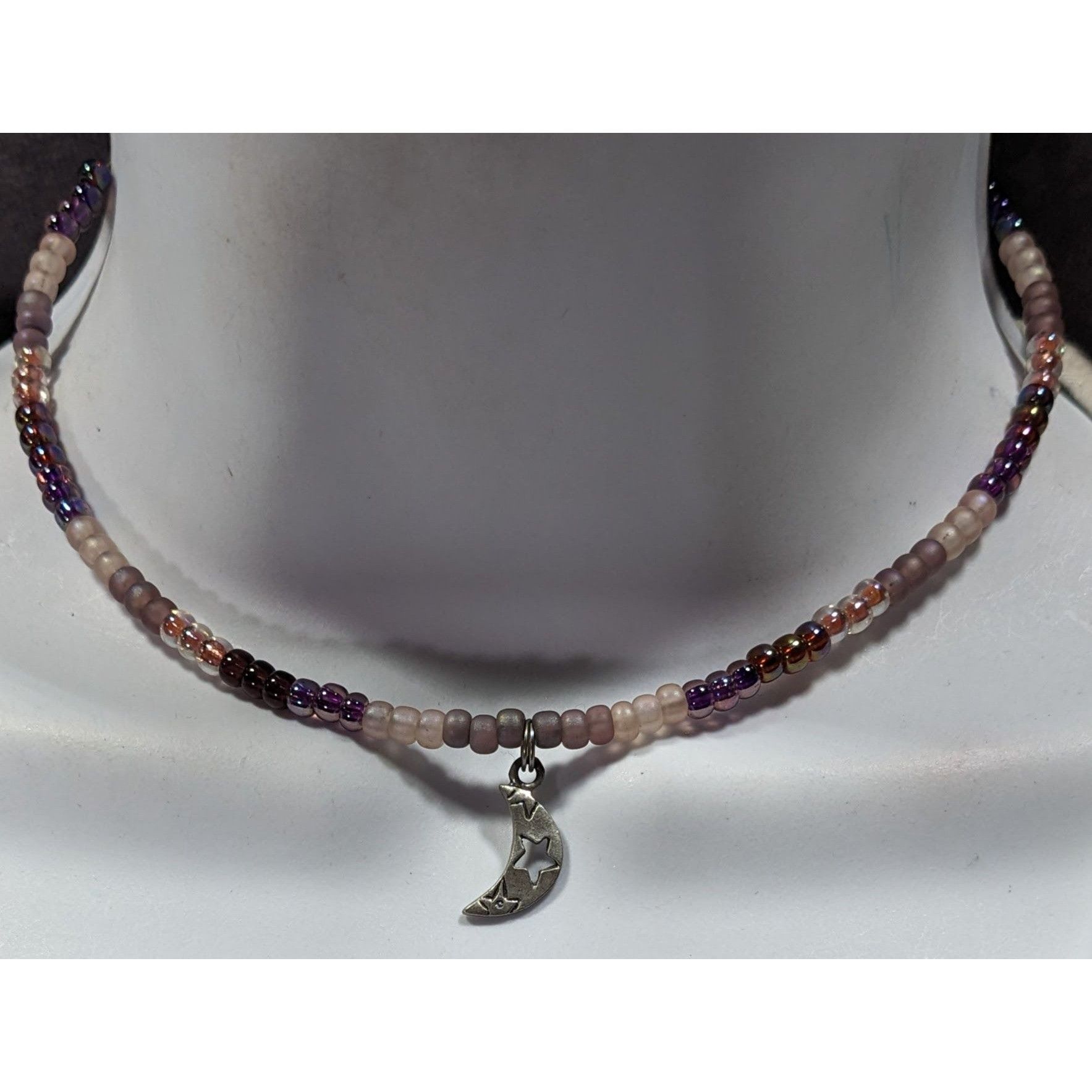 Other Minimalist Witchy Purple Beaded Moon Charm Coil Necklace Size ONE SIZE - 2 Thumbnail