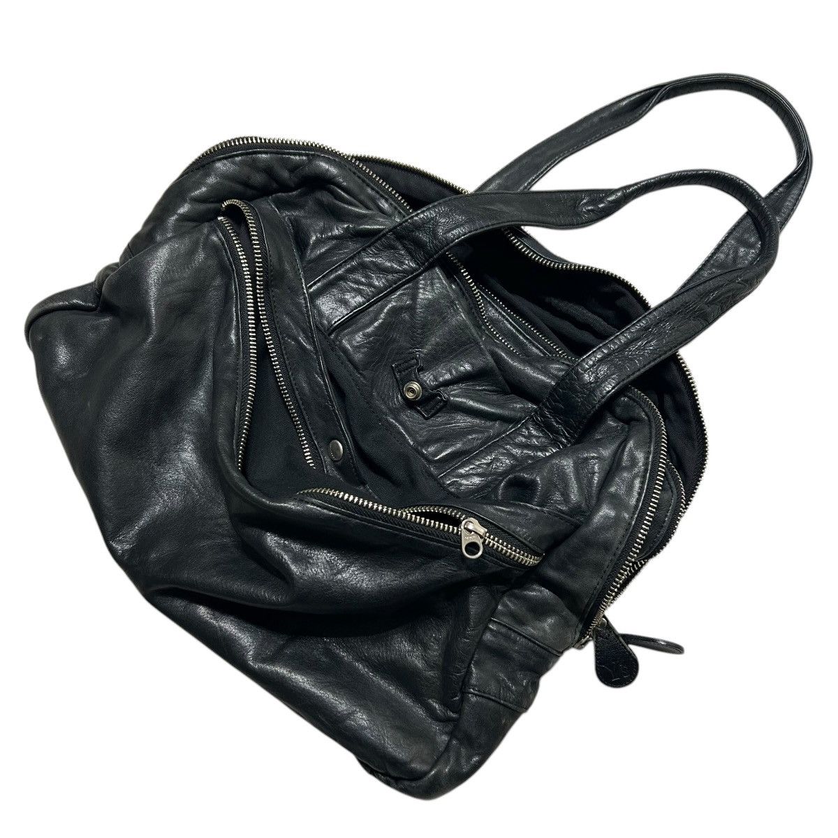 Designer × Vintage × Yohji Yamamoto Vintage Yohji Yamamoto black multi zip leather bag Size ONE SIZE - 22 Thumbnail