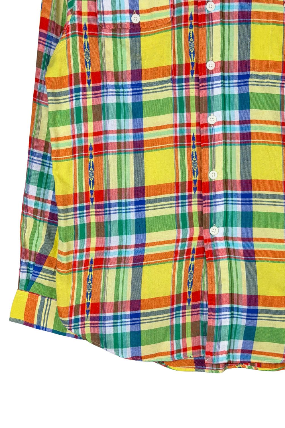 Polo Ralph Lauren SS01 PRL Multicolor Madras Plaid Shirt with Woven Motifs Size US M / EU 48-50 / 2 - 5 Thumbnail