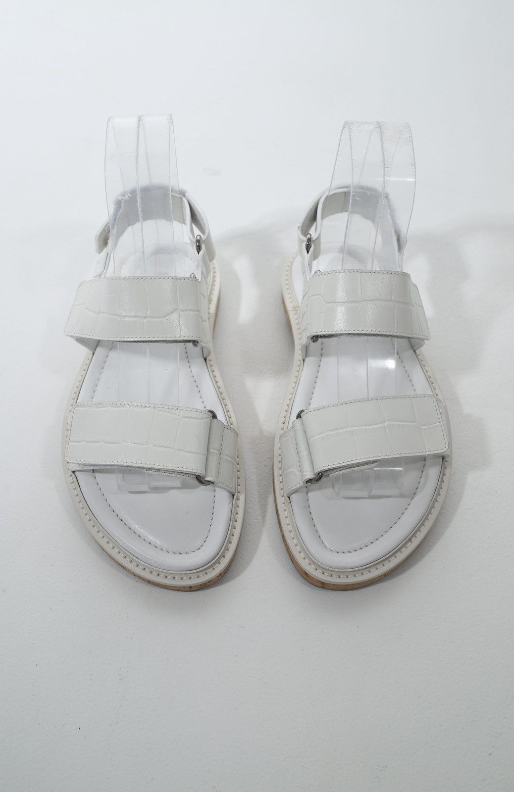 Louis Vuitton LOUIS VUITTON Sandals Textured Leather Shoes Cork Sole LV Size US 9 / EU 42 - 3 Thumbnail