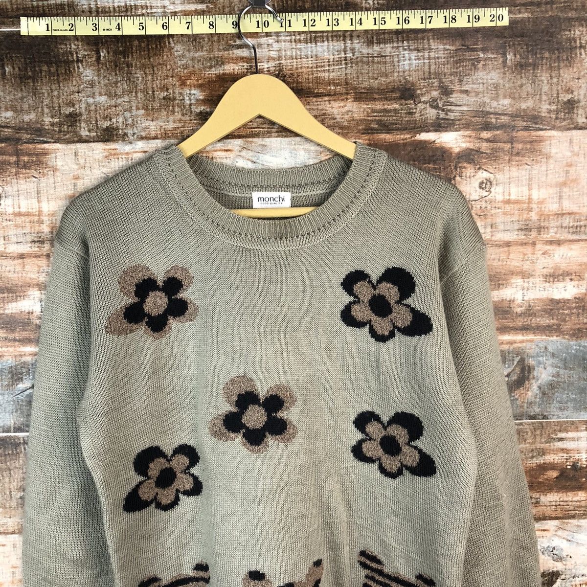 Aran Isles Knitwear × Japanese Brand Mochi Knit Sweaters Flower And Bear Gray #973 Size M / US 6-8 / IT 42-44 - 5 Thumbnail