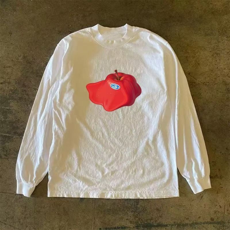 Japanese Brand White retro apple print long-sleeved t-shirt Size US M / EU 48-50 / 2 - 1 Thumbnail