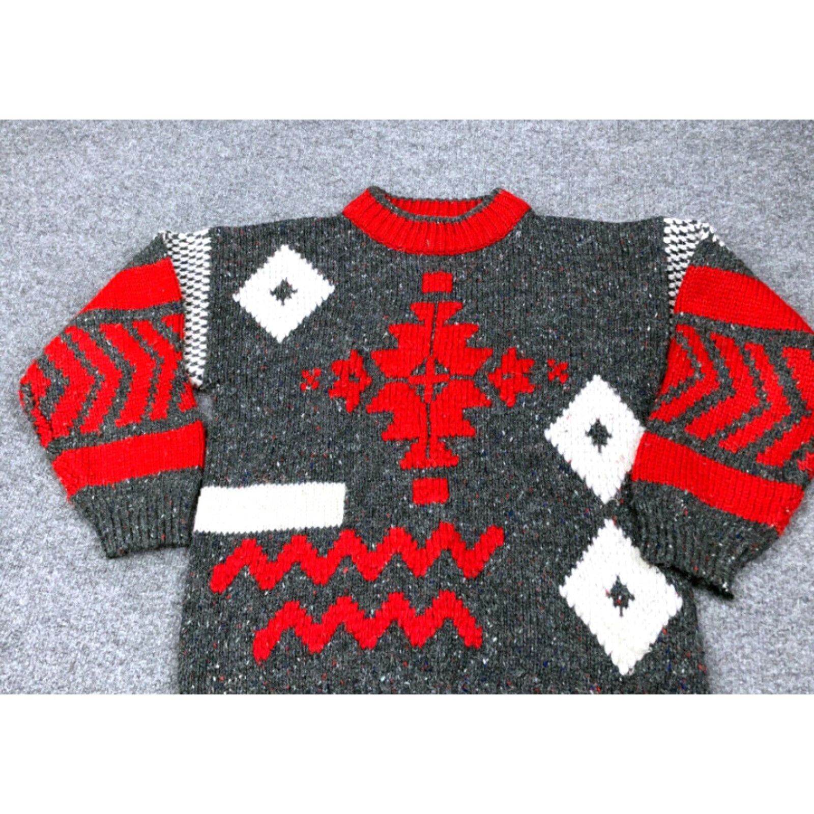 Vintage VINTAGE Susann D Geometric Sweater Women’s Small Gray Mock Neck Chunky Knit 80s Ski Size S / US 4 / IT 40 - 7 Thumbnail