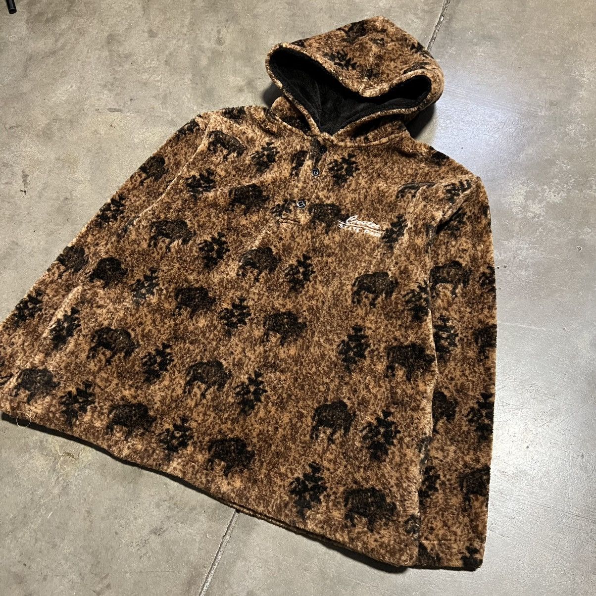 Vintage Vintage Custar State Park Fleece Buffalo Hoodie Jacket 90s Size US L / EU 52-54 / 3 - 2 Thumbnail