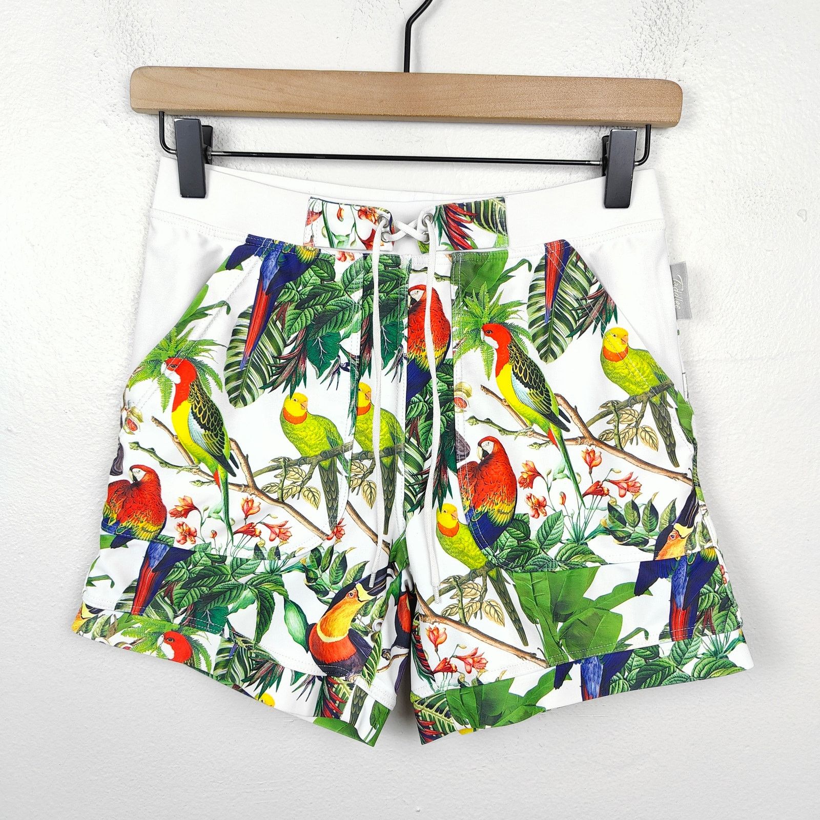 Other TaddLee Swim Shorts Mens Small White Tropical Bird Print Size US 30 / EU 46 - 1 Thumbnail