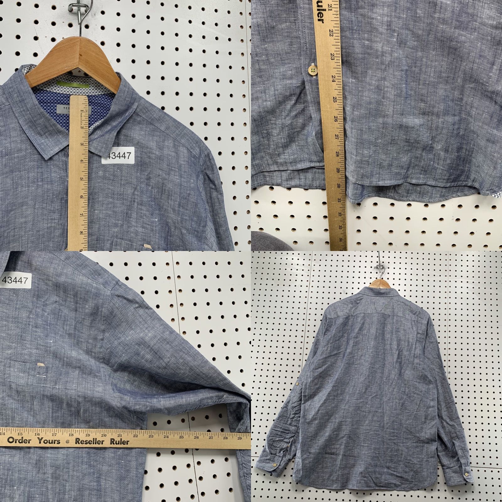 Ted Baker Ted Baker London Linen Button-Up Shirt Mens Size 6 Blue Long Sleeve Casual Shirt 6 Mens London Size US S / EU 44-46 / 1 - 8 Thumbnail