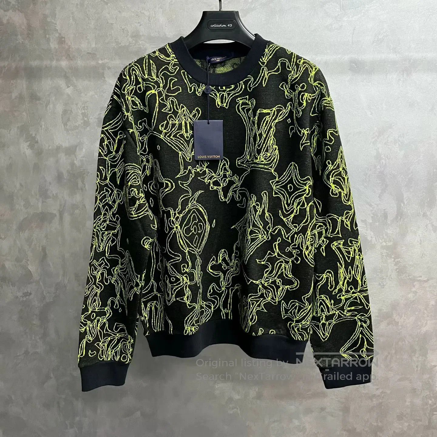 louis vuitton black logo embroidered sweatshirt.