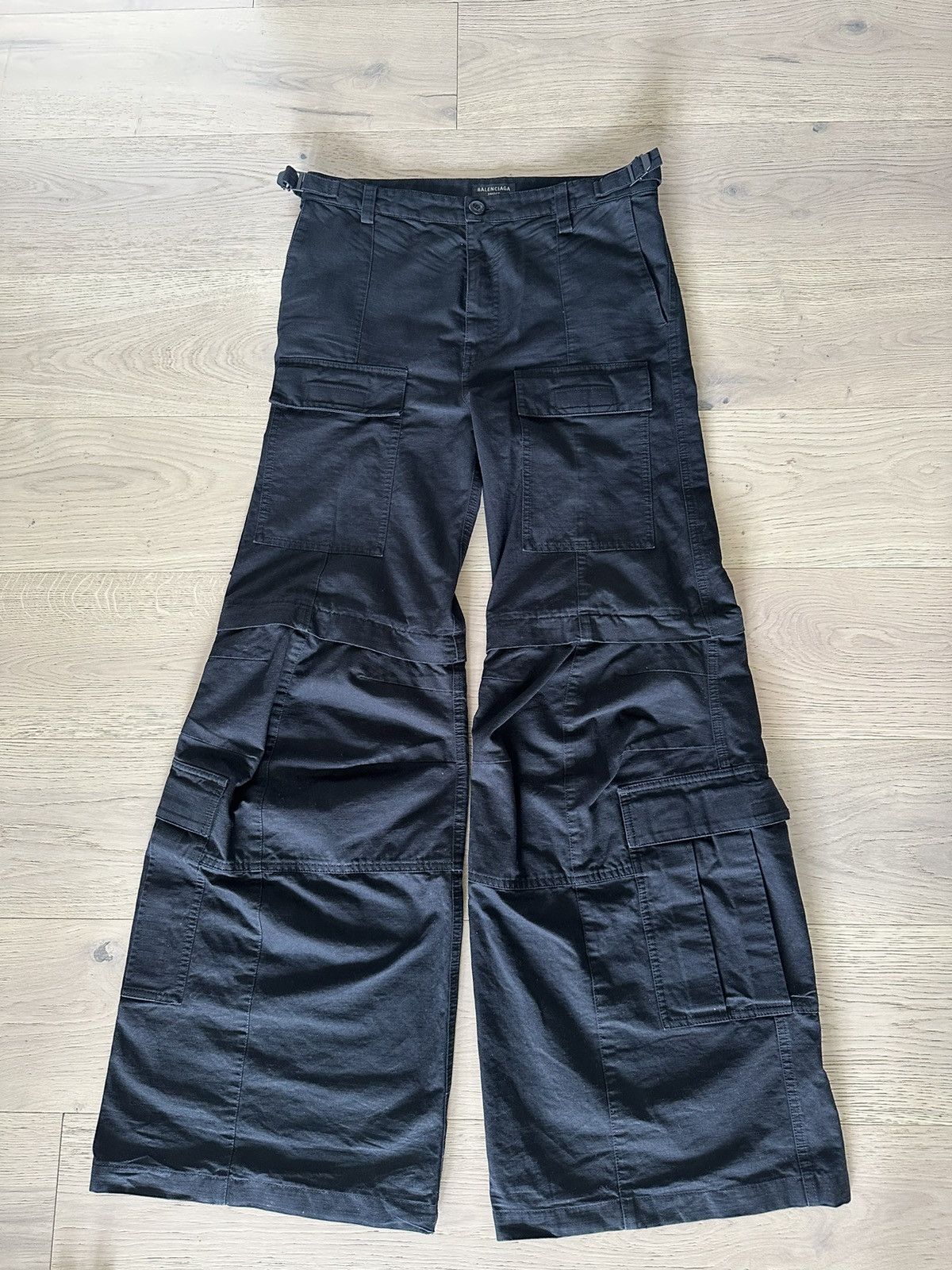 Balenciaga Flared Cargo Trousers in Black Black