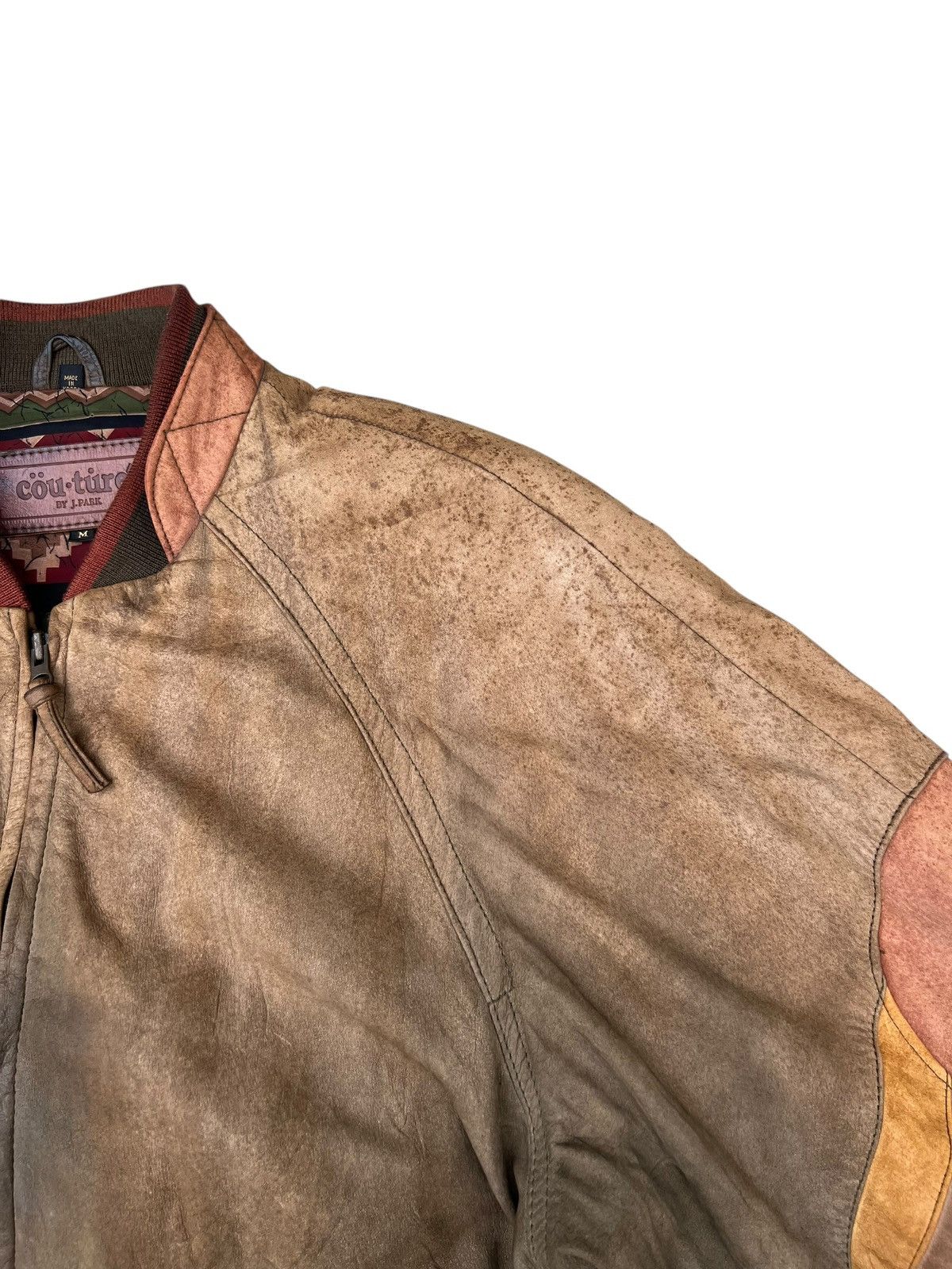 Leather Vintage Couture by J. Park Patina Leather Bomber Jacket Size US M / EU 48-50 / 2 - 8 Thumbnail