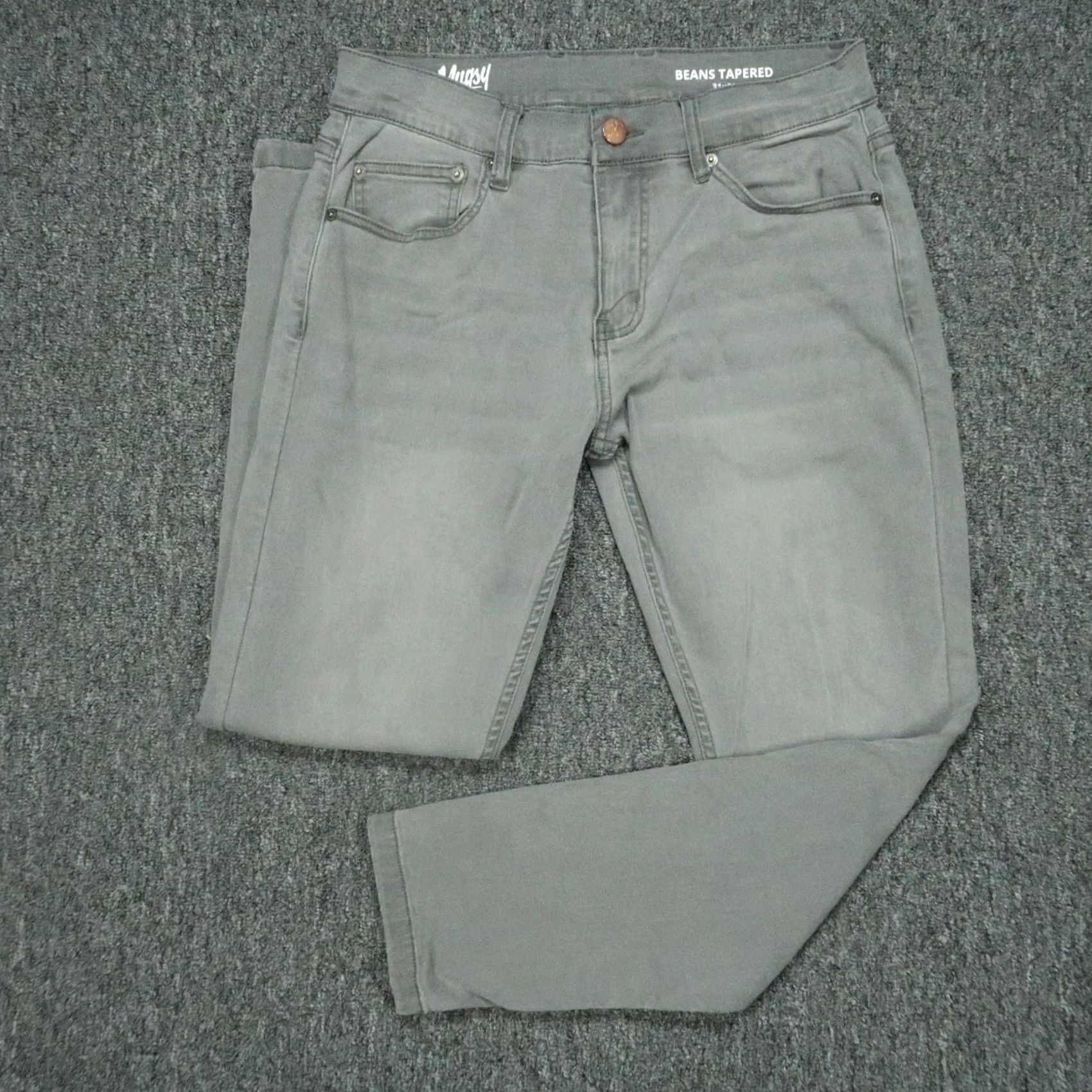Denime Mugsy Jeans Men 31x30 Gray Beans Tapered 5 Pocket Denim Preppy Shirt? Size US 31 - 2 Thumbnail