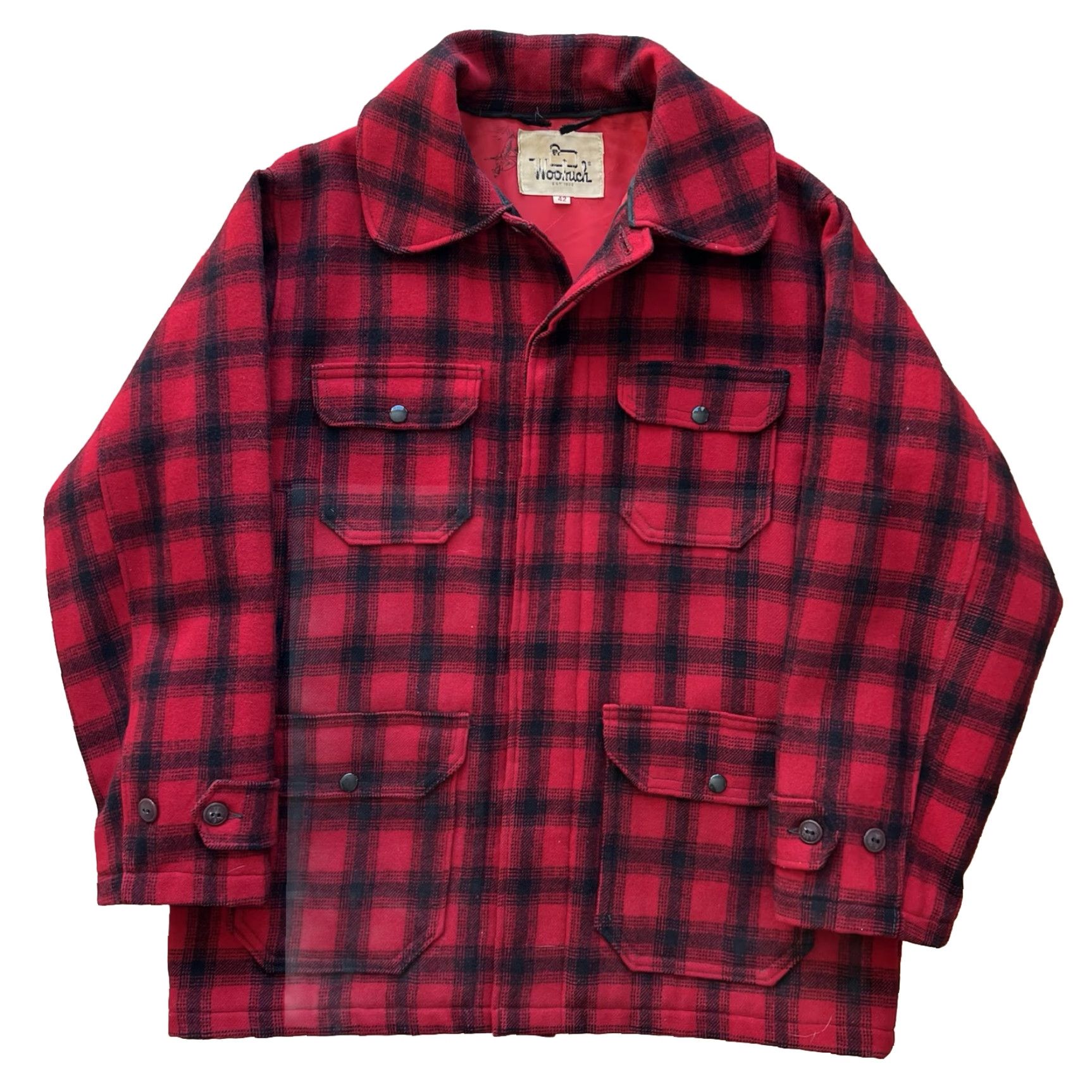 Vintage Vintage Woolrich Buffalo Plaid Chore Jacket 42 Red Woolrich Chore Jacket Mens Regular Wool 80s USA Workwear Logo Zip Jacket Size US XS / EU 42 / 0 - 2 Thumbnail
