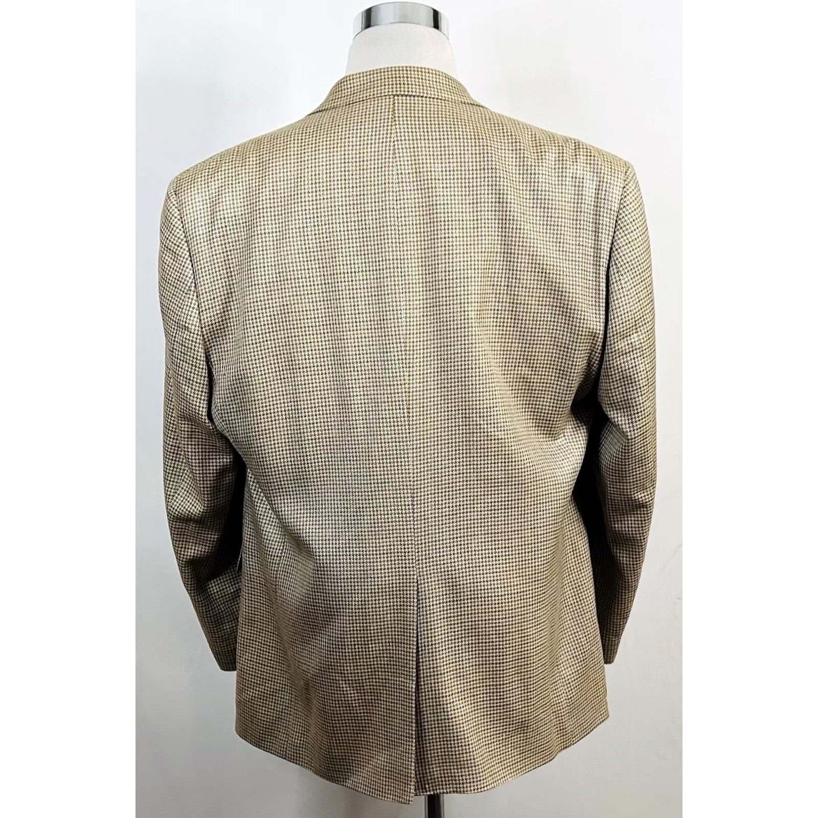 Chaps Chaps Sport Coat 44R Silk Houndstooth Two-Button Lined Vented Navy Gold Blues Notch Lapel Size US XS / EU 42 / 0 - 6 Thumbnail