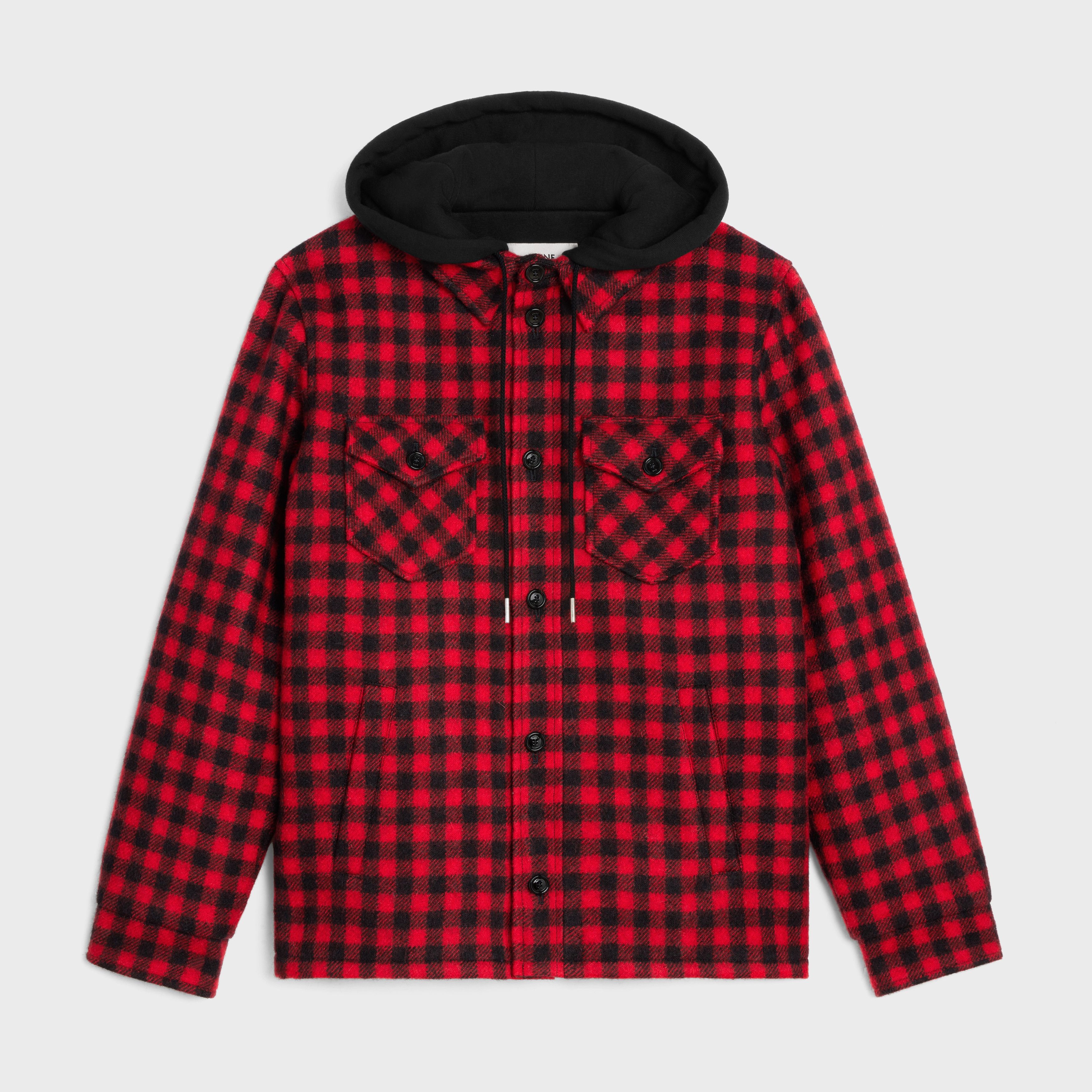 Celine hooded overshirt in checked wool Size US XL / EU 56 / 4 - 1 Thumbnail