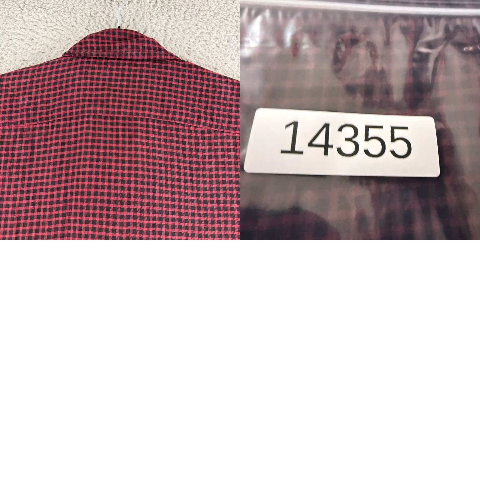 Allsaints AllSaints Glendale Shirt Mens Large Red Black Gingham Relaxed Fit Wool SS Size US L / EU 52-54 / 3 - 9 Thumbnail