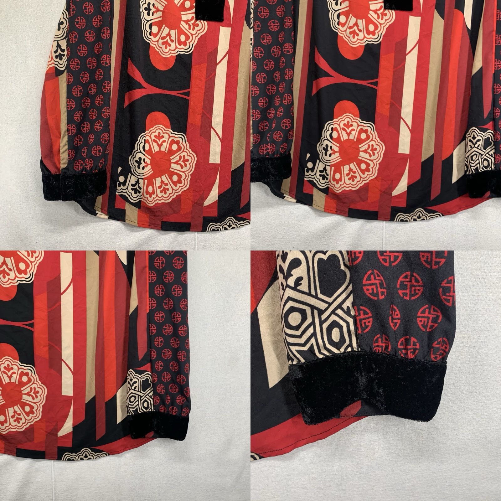 Vintage Chicos Size 3 Long Sleeve Crushed Velvet Accents Asian Flair Style Lightweight Size XS / US 0-2 / IT 36-38 - 8 Thumbnail