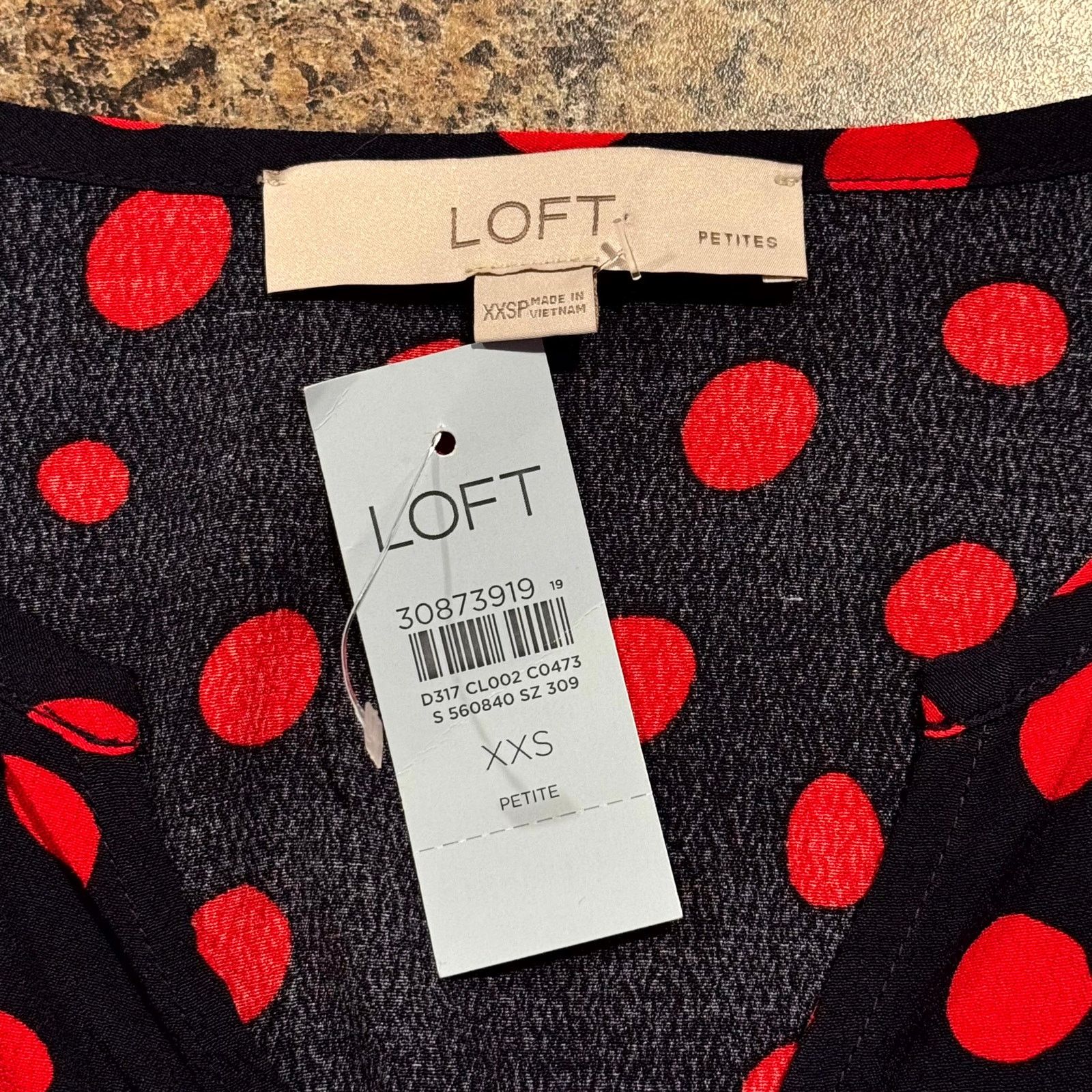 Loft NWT Loft Dress Polka Dot Black Red XXSP Feminine Office Size XXS / US 00 / IT 34 - 4 Thumbnail