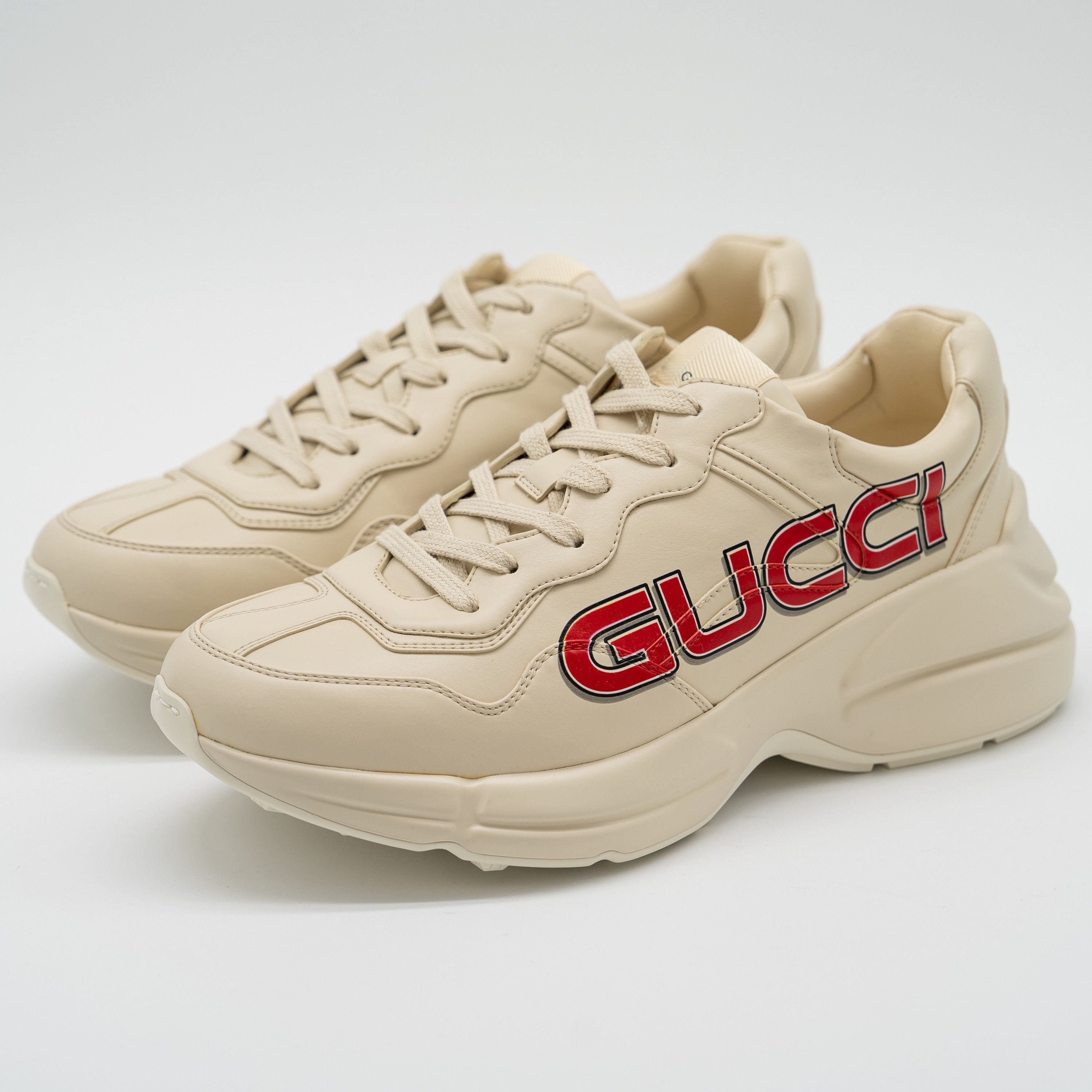 Gucci Gucci Rhyton Leather Sneaker Ivory Demetra Logo Print Red Size US 8 / EU 41 - 1 Thumbnail