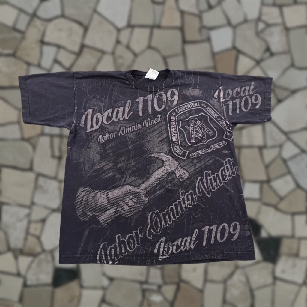 Gloverall VINTAGE Carpenters Union Shirt Mens XL Black Local 1109 AOP All Over Print USA Shirt Size US XL / EU 56 / 4 - 1 Thumbnail
