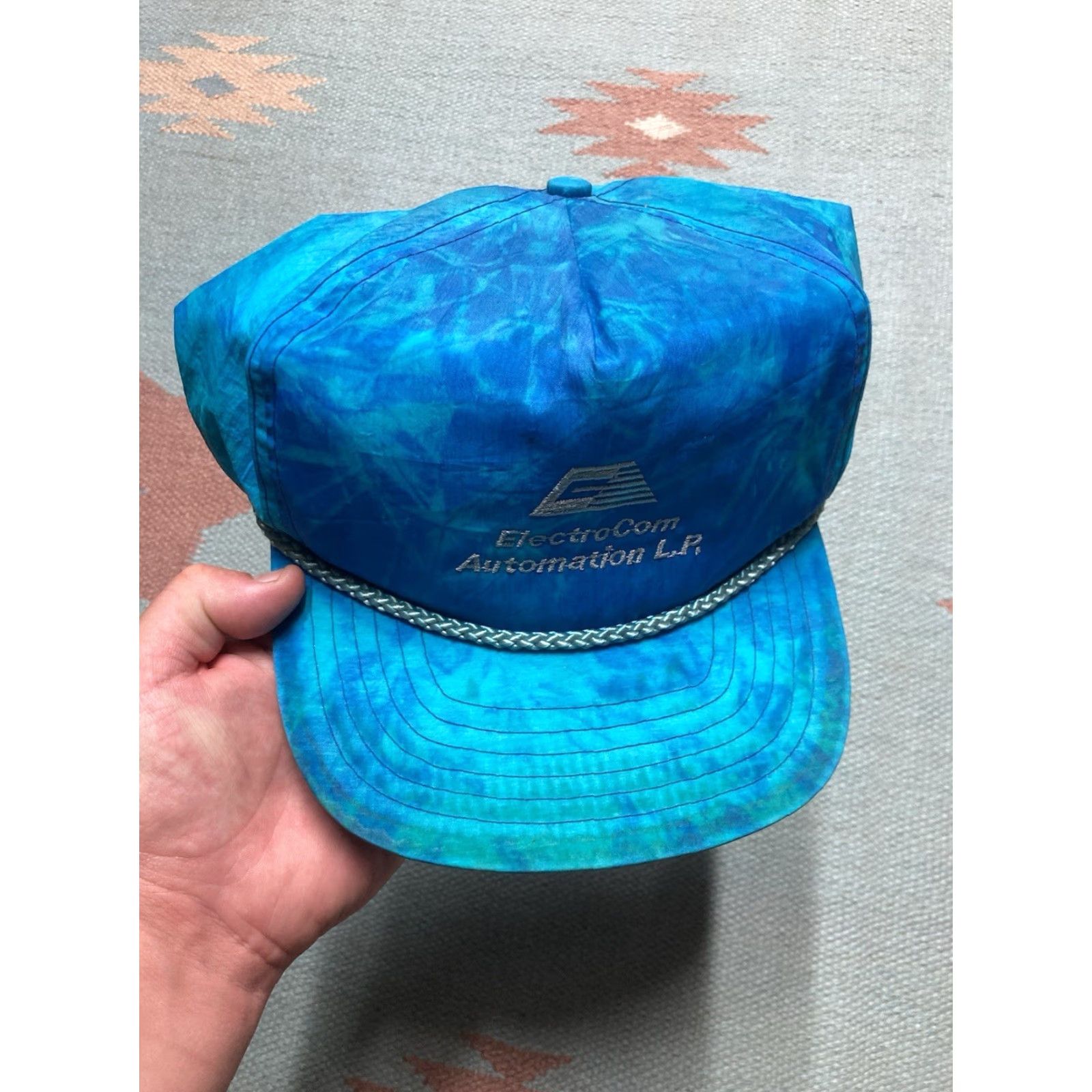 Vintage VINTAGE Unbranded Strapback Hat Cap Zipper Back Electrocom Automation Tie Dye Summer Men Adjustable Blue Hats Mens Size ONE SIZE - 3 Thumbnail