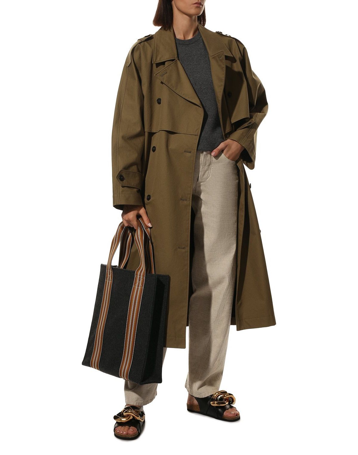 Loro Piana LORO PIANA Suitcase Stripes dark gray cashmere tote bag NWT Size ONE SIZE - 3 Thumbnail