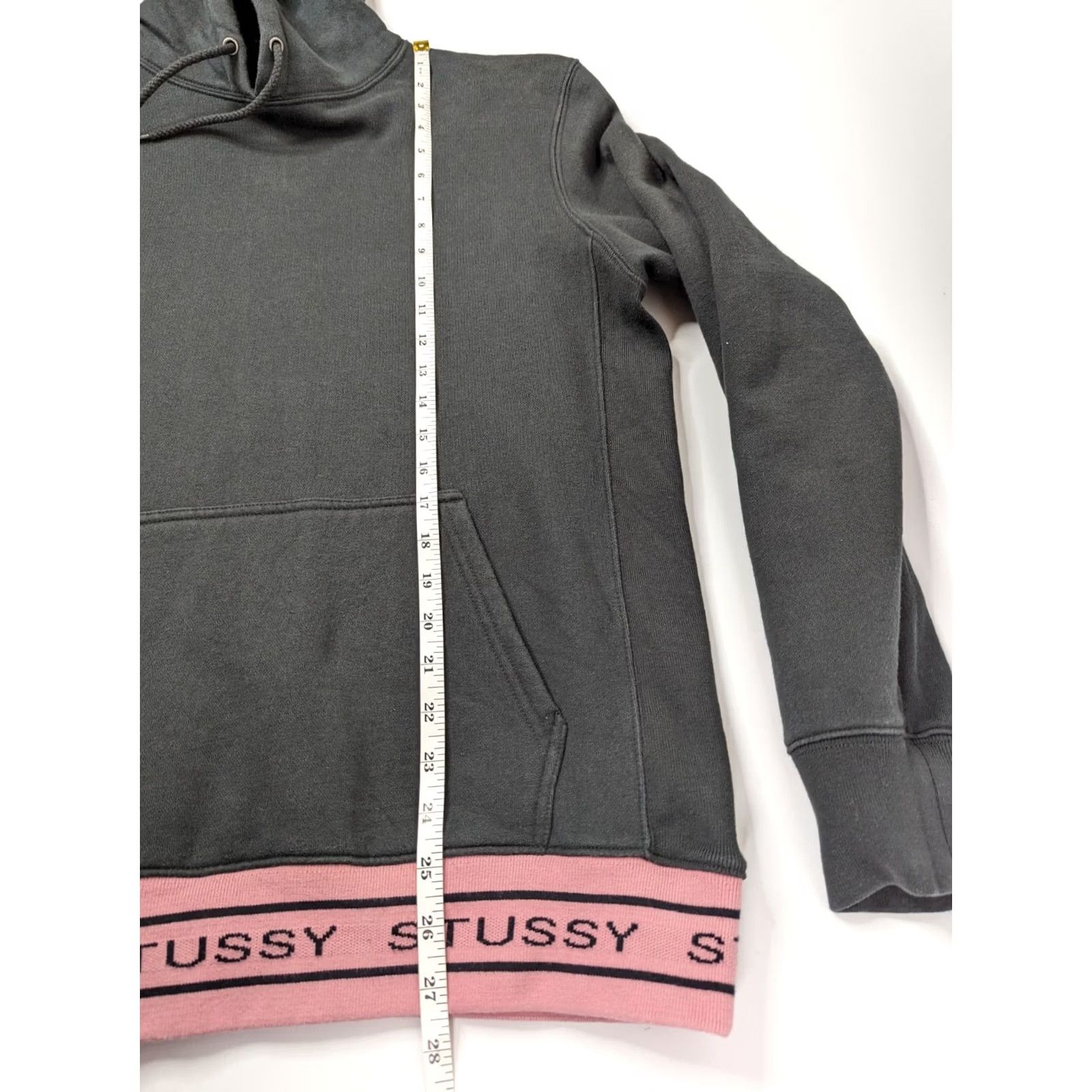 Vintage Stussy Men's Faded Black Pink Jacquard Rib Long Sleeve Pullover Hoodie Sz Medium Size US M / EU 48-50 / 2 - 6 Thumbnail