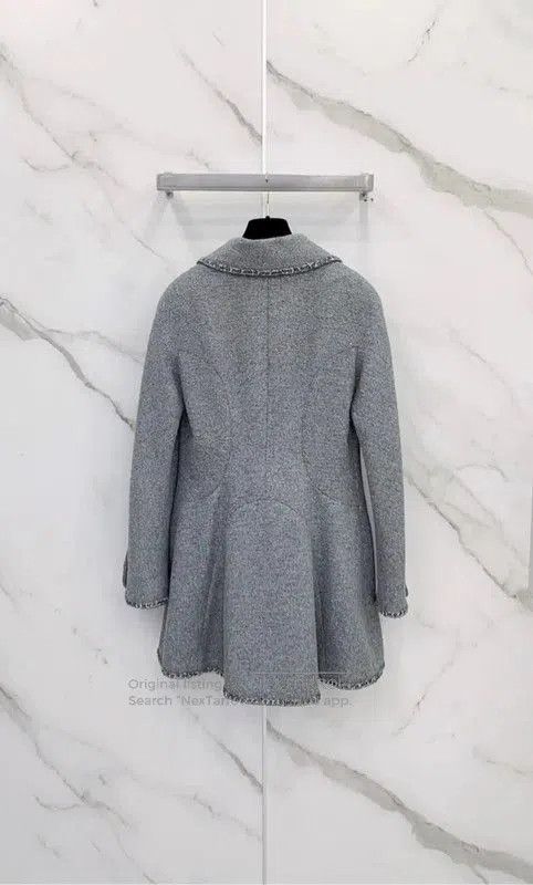 Chanel Chanel Gray Cotton Blend Mid-Length Coat . Size S / US 4 / IT 40 - 3 Thumbnail