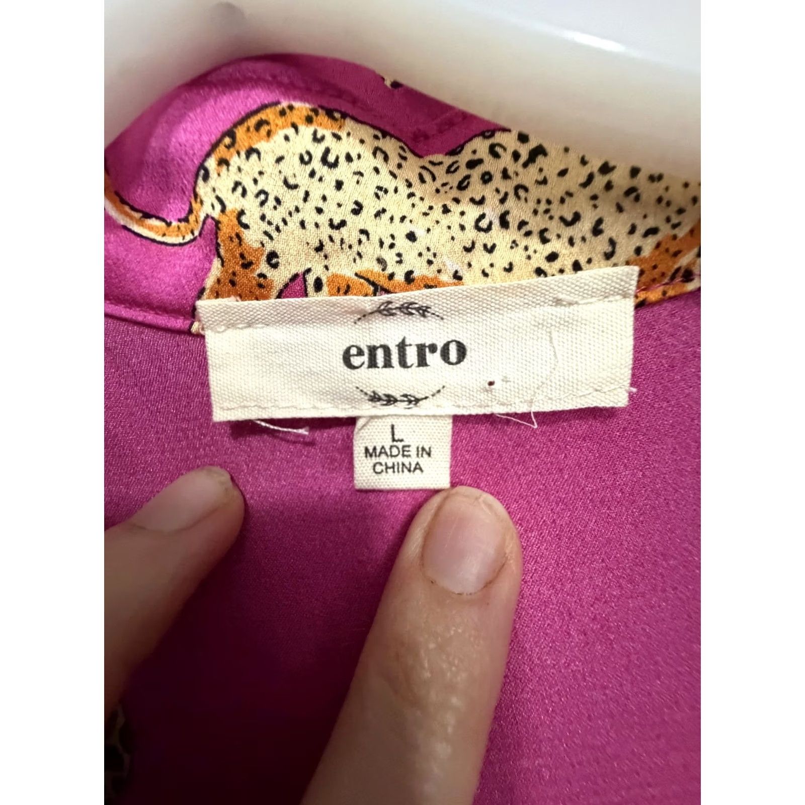 Pinko Entro Dress Womens L Pink Leopard Satin Ruched Button Front Maxi Shirt Collared Size L / US 10 / IT 46 - 4 Thumbnail