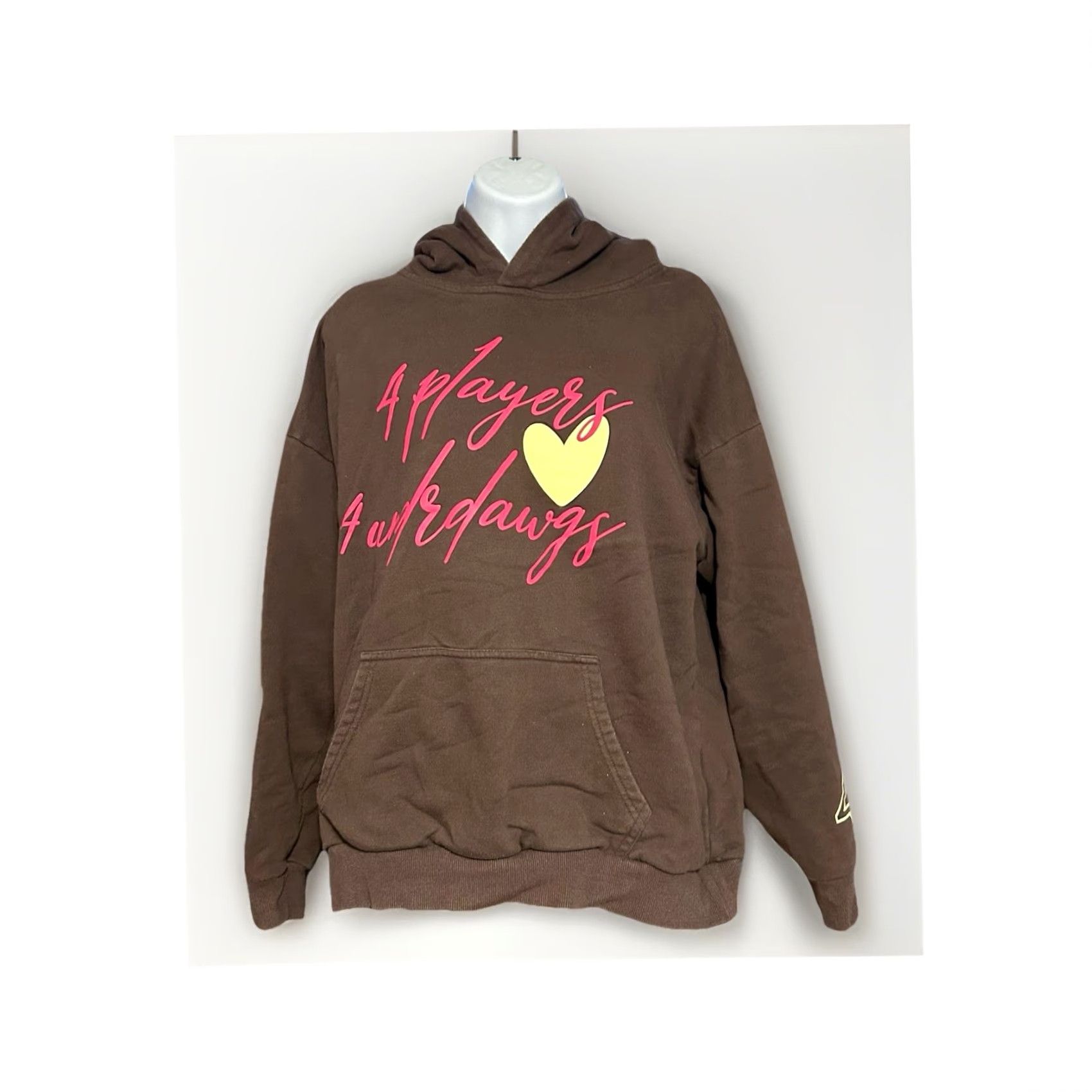 J Brand 44 Brand 4 Players 4 Underdogs Hoodie Women L Brown Embroidered Chest Modern Pullover Hooded Knit Long Sleeve Casual Winter Vintage No Size L / US 10 / IT 46 - 3 Thumbnail