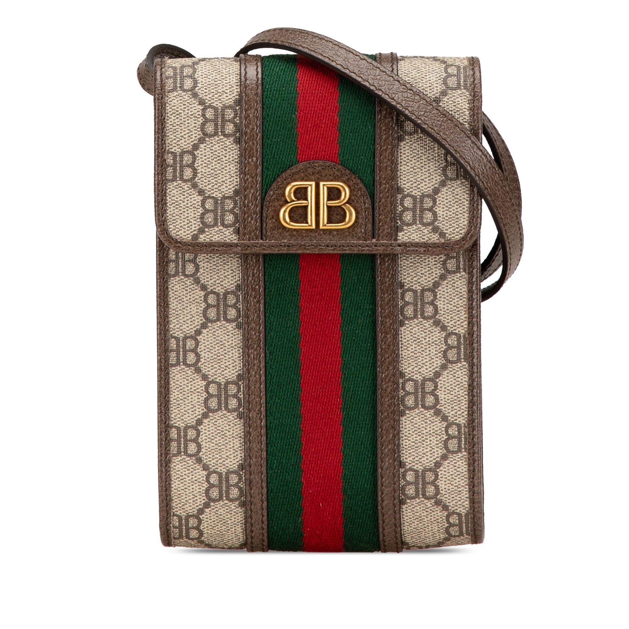 Gucci Hacker Project Balenciaga BB Supreme Ophidia Phone Case Crossbody Brown