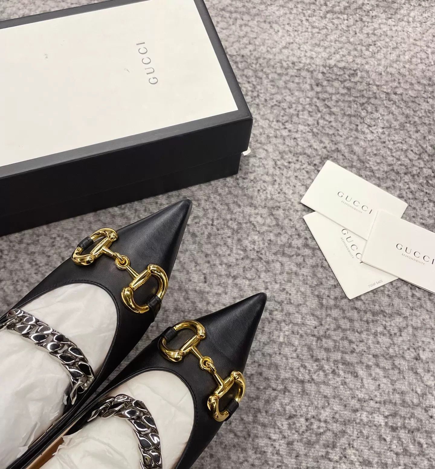 Gucci Gucci Black Horsebit Pointed Toe Flat w/box 36 Size US 5.5 / IT 35.5 - 5 Thumbnail
