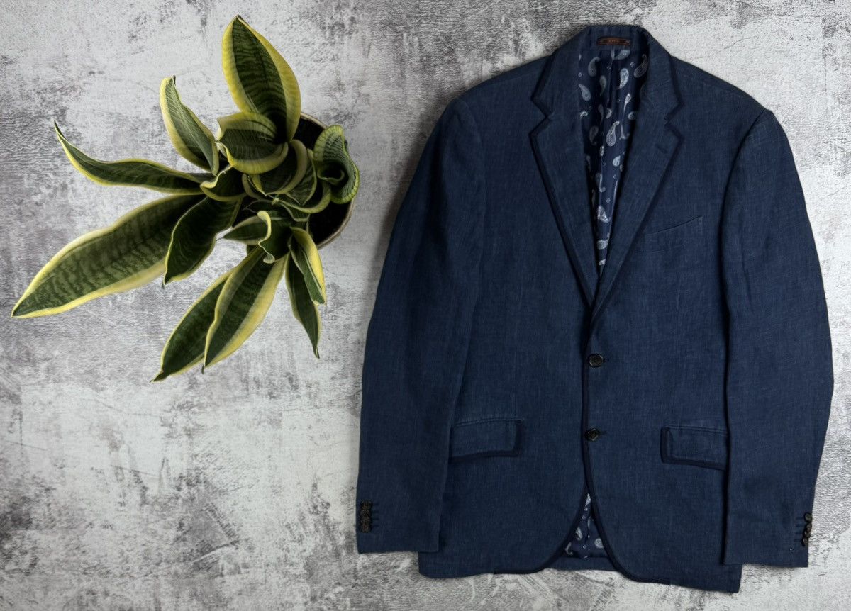 Etro Etro Milano 100% Linen 48R Size Classic Blue Men’s Blazer Jacket Trousers Suit Size 48R - 2 Thumbnail