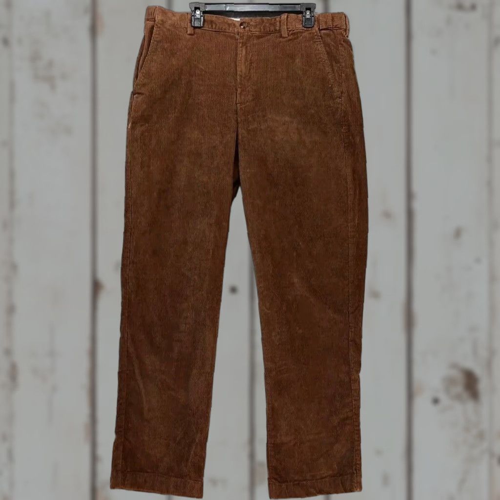 Vintage L.L. Bean Corduroy Pants Men's 37x34 Brown Hidden Comfort Waist Classic Fit Size US 37 - 1 Thumbnail