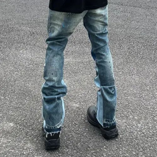 Japanese Brand × Jean High Street Retro Ink Splash Patchwork Ripped Jeans Size US 32 / EU 48 - 2 Thumbnail