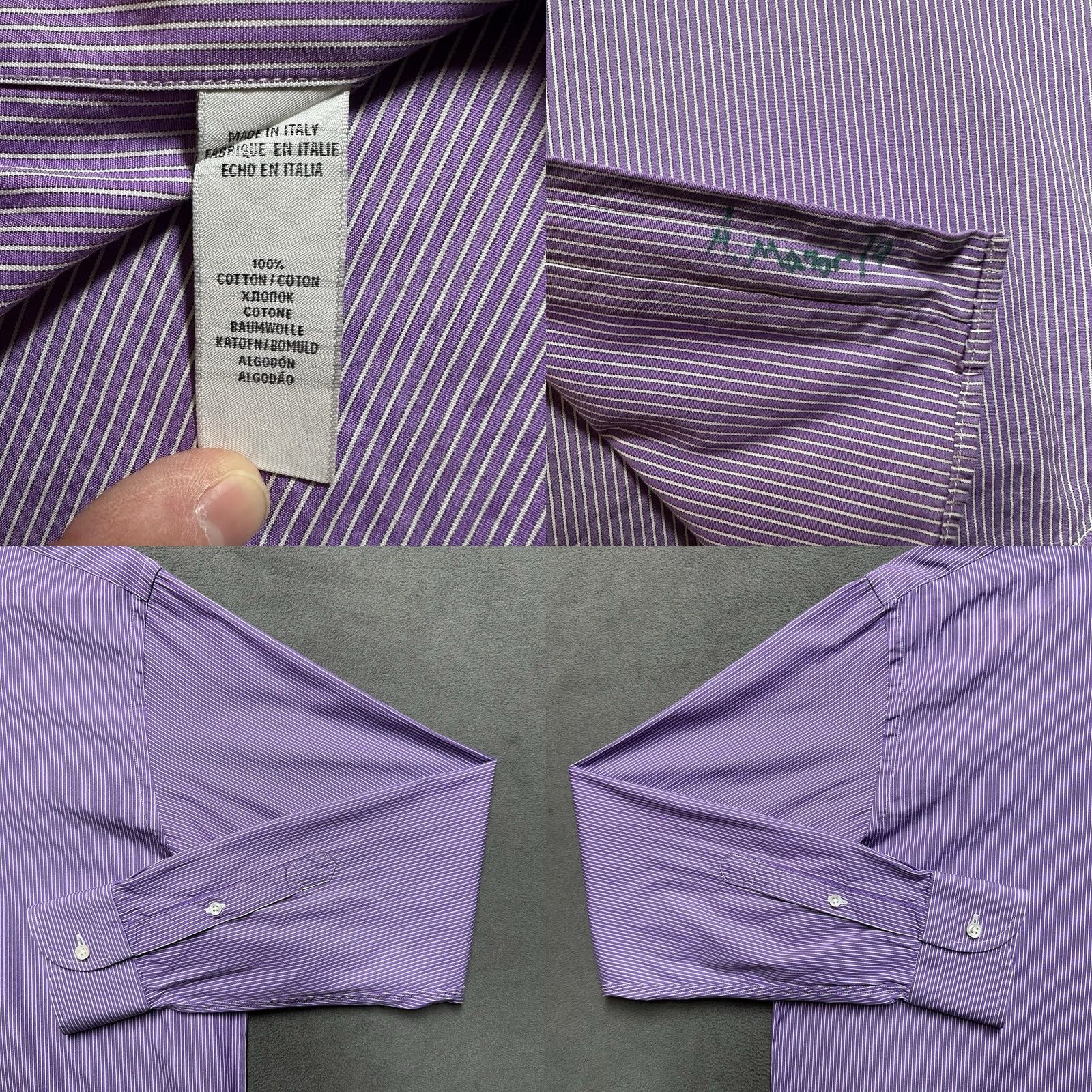 Ralph Lauren Ralph Lauren Black Label Dress Shirt Mens 16 Purple Striped Button Up Italy EUC Shirt Long Sleeve (Barrel Cuff) 100% Cotton Size 42R - 8 Thumbnail