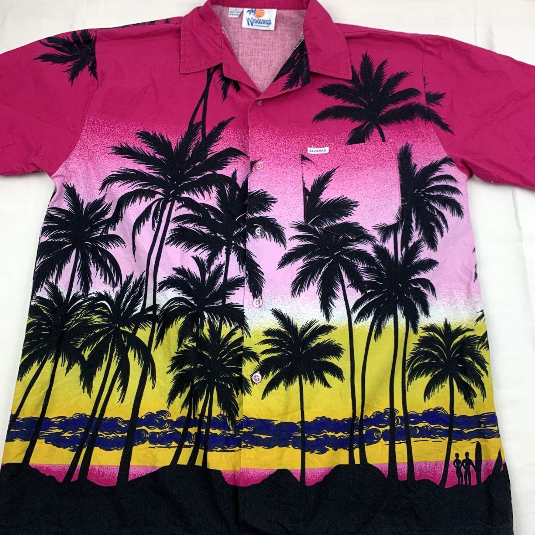 Pinko VINTAGE Windswept Hawaiian Button-Up Shirt Adult Large Pink 90s Bahamas Tropical Aloha Casual Mens Short Sleeve Button-Up Shirt Size US L / EU 52-54 / 3 - 2 Thumbnail