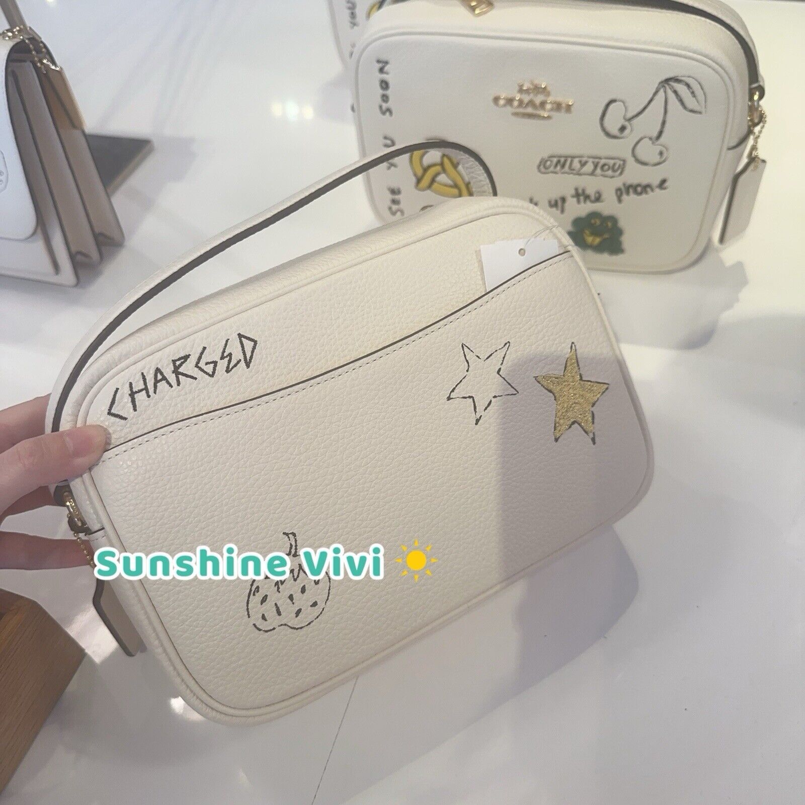 Coach NWT Coach Jamie Camera Bag Sketch Print Gold/Chalk CAT02 Size ONE SIZE - 2 Thumbnail