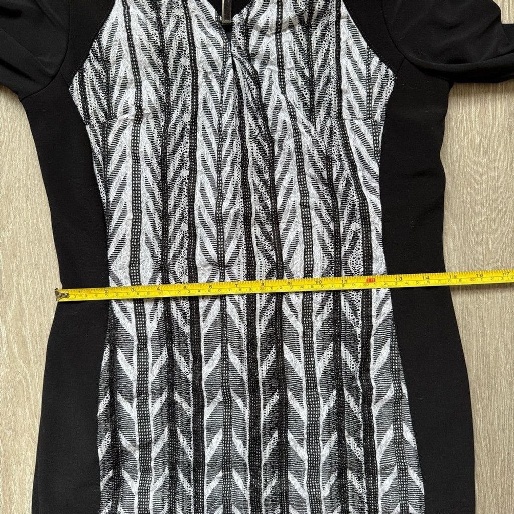 The Unbranded Brand Picadilly Fashion Black and White Sheath Dress V-neck Size XS / US 0-2 / IT 36-38 - 5 Thumbnail